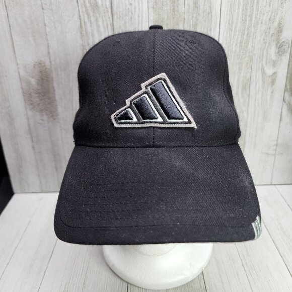 Vintage Adidas Logo Cap Hat Black One Size Fits All Adjustable Strapback - Picture 1 of 6